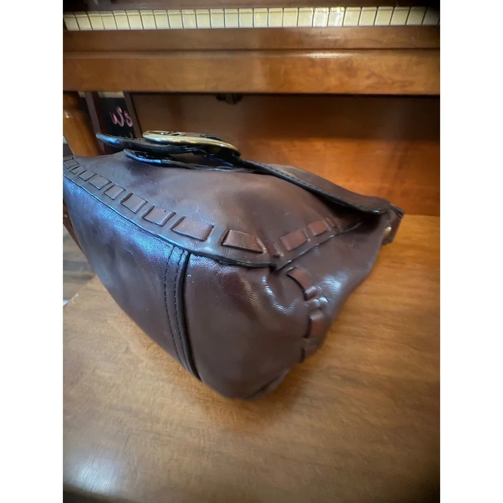 Coach Bleeker Tattersall Leather Flap Crossbody Brown Whipstitch Turnlock 11446 - Picture 8 of 12